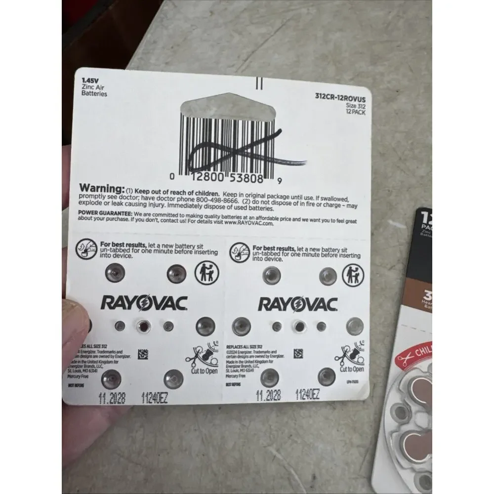 Rayovac Size 312 Hearing Aid Batteries (24 Pack), Size 312 Batteries Lot